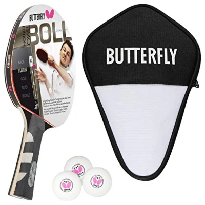 Abbildung von Butterfly 1x Timo Boll Platin 85025 Tischtennisschläger + Hülle 3x Bälle
