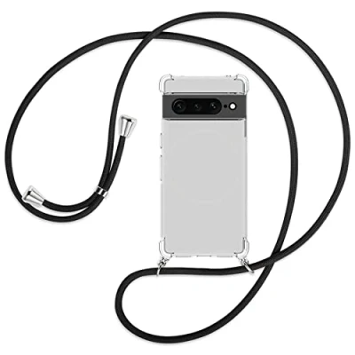 Abbildung von mtb more energy® Handykette kompatibel mit Google Pixel 7 Pro schwarz Smartphone Hülle zum Umhängen Anti Shock Full TPU Case