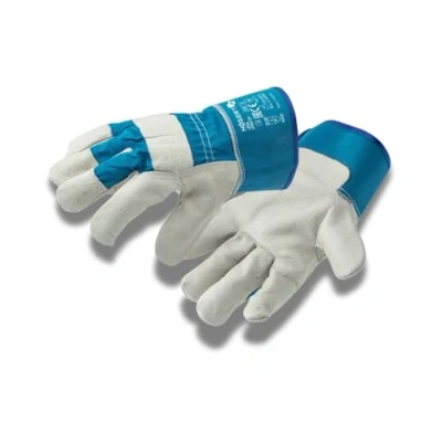Abbildung von Högert Technik LEINE Lederhandschuhe Kanadisch, Kanadier Rindsleder, blau, Größe 9, abriebfest und verstärkt, ideal für anspruchsvolle Arbeiten