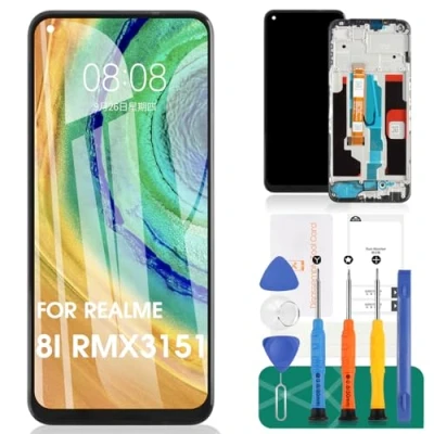 Abbildung von Ersatz LCD Display für Realme 8i Touch RMX3151 Digitizer (Schwarz, mit Rahmen)