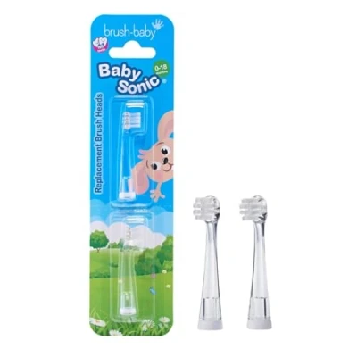 Abbildung von Brush Baby BabySonic Ersatzköpfe für elektrische Zahnbürste Geburt Erste Zähne 0 18 Monate Inklusive 2 Ersatzbürstenköpfe