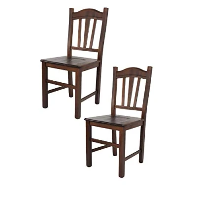 Abbildung von t m c s Tommychairs 2er Set Stühle Silvana für Küche und Esszimmer, Robuste Struktur aus Buchenholz, in der Farbe Dunkles Nussbraun lackiert Sitzfläche Holz