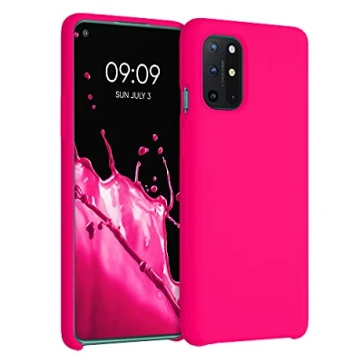 Abbildung von kwmobile Hülle kompatibel mit OnePlus 8T Silikon Handy Case Handyhülle weiche Oberfläche kabelloses Laden Neon Pink