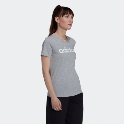 Abbildung von adidas Sportswear W LIN T Tshirt print, Damen, Größe: Small, Medium grey heather/white