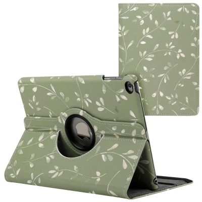 Abbildung von 360 drehbare Design Klapphülle für das iPad 6 (2018) / 5 (2017) Air 2 (2014) 1 (2013) Green Flowers