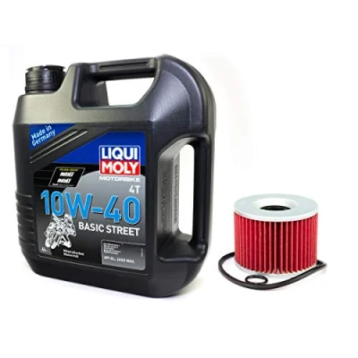 Abbildung von Motoröl Set mineralisch 10W40 4 Liter + Ölfilter HF401 für H o n d a Kawasa ki Yamaha CB CBX GL EL EXD GPX GPZ GT GTR Z ZL ZR 7 ZRX ZX 10 ZZR XJR