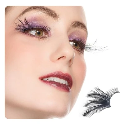 Abbildung von Dorisue Hot Pink Wimpern Peacock Feder Party Look