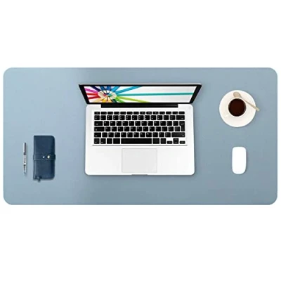 Abbildung von DOBAOJIA Mausepad Große Mausmat XL Schreibtischmatte Schreibtischunterlage Schreibtischpad für Laptop/Tastatur/Maus Schreibblock, PU Leder Wasserdicht + Wildleder rutschfest 80 x 40cm (Graublau)