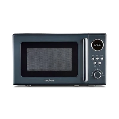 Abbildung von Medion® Mikrowelle MD 15000 grau, 20 l, im Retro Design, 800 Watt, 5 Leistungsstufen