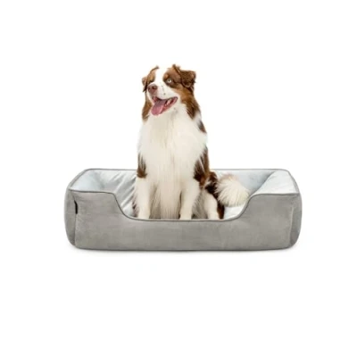 Abbildung von lionto Tierkissen 2 in 1 Hundebett Wildlederoptik, mit Wendekissen, dunkelgrau/grau, 110 cm x 80