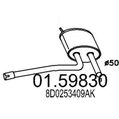 Abbildung von MTS 01.59830 Mittelschalldämpfer 1090 AUDI: A4 B5 Avant, Limousine