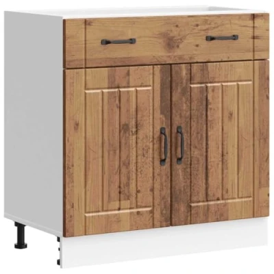 Abbildung von vidaXL Küchen Unterschrank Lucca Altholz Optik Holzwerkstoff, Spülenunterschrank, Schrank Küche, Lagerschrank, für Küchenzeile
