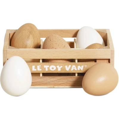 Abbildung von Le Toy Van TV190 Lernspiel für Kinder ab 2 Jahren, Schachtel mit 6 Holzeiern, Montessori Spielzeug, ökologisches Spiel aus FSC Holz und Farben auf Wasserbasis