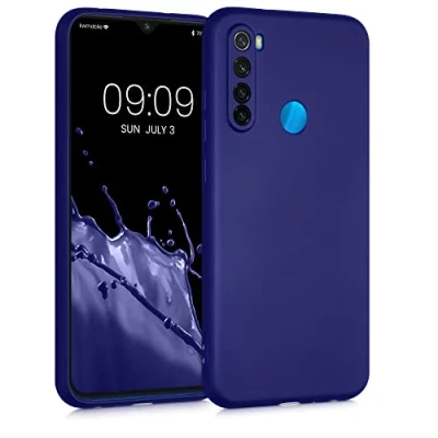 Abbildung von kwmobile Case kompatibel mit Xiaomi Redmi Note 8 (2019/2021) Hülle Schutzhülle aus Silikon metallisch schimmernd Handyhülle Metallic Blau