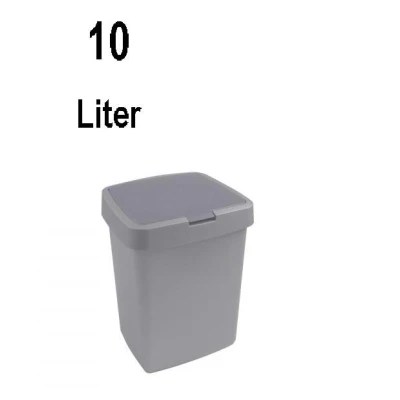 Abbildung von SUNWARE Delta Mülleimer mit Klappdeckel Montagering 10 L 25 x 22 32,5 cm grau