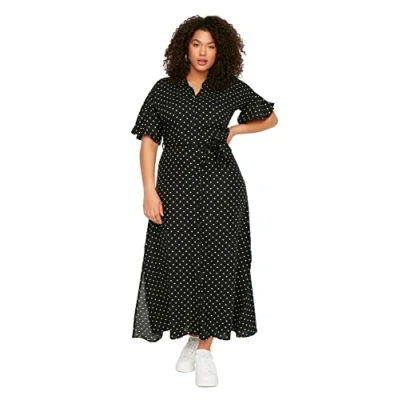 Abbildung von Trendyol Damen Maxi Standard Regular Plus Size Kleid, Schwarz, 44