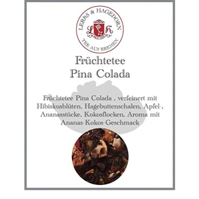 Abbildung von Lerbs &amp; Hagedorn, Früchtetee Pina Colada Ananas Kokos Geschmack 250g (ca. 21 Liter) Hibiskusblüten, Hagebuttenschalen, Ananasstücke, Kokosflocken