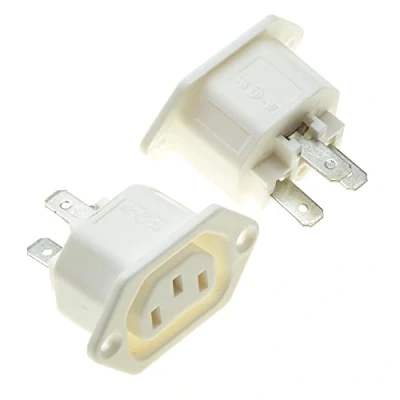 Abbildung von IEC Einbaubuchse mit Flanschbefestigung Weiß, 2 Stück AC 250V 10A 320 C13 Buchse 3 Pins, Eingang, Modul, Stecker, Gerade