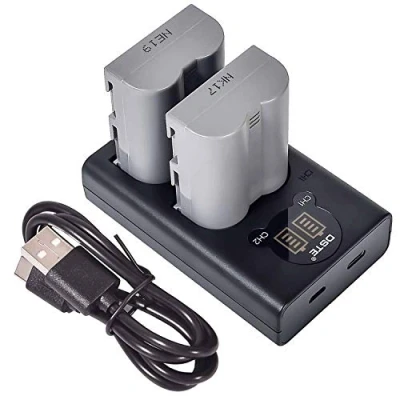 Abbildung von DSTE 2 Stücke Batterie Akku und Kanäle Dual USB Quick Ladegerät Kit für Nikon EN EL3E D30 D50 D70 D70S D80 D90 D100 D200 D300 D300S D700