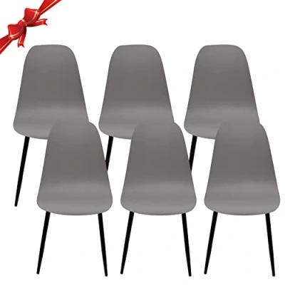 Abbildung von Jaotto Stuhlhussen 6er Set Strech, Esszimmerstühle Bezug Universal Waschbar Abnehmbare,Elegante Stuhlbezug Stuhlabdeckung Antirutsch, Küchenstühle für Büro Esszimmer Wohnzimmer,Grau
