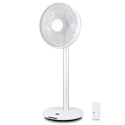 Abbildung von KLAMER Silent Ventilator, extra leiser DC Designventilator mit Fernbedienung, 12 Geschwindigkeitsstufen von lau bis turbo, Standventilator, Schlaf &amp; Eco Modus, 8h Timer, autom. 90 Oszillation, weiß