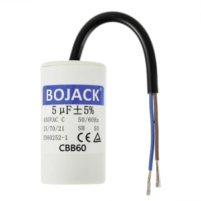 Abbildung von BOJACK CBB60 5uF 450V 50/60HZ Anlaufkondensator, SH Motorbetriebskondensator, AC Motorkondensator, mit Draht