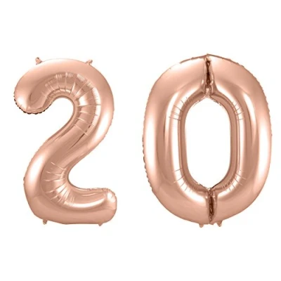 Abbildung von Folat 800105 Folienballon Zahl 20 rosegold ca. 86 cm hoch