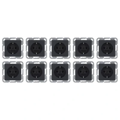 Abbildung von 10x Gira 445328 SCHUKO Steckdose mit Shutter Berührungsschutz System 55 Anthrazit