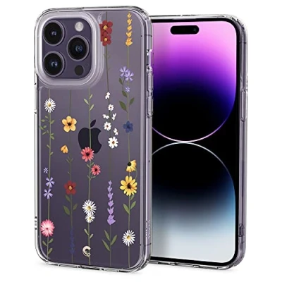 Abbildung von CYRILL Cecile kompatibel mit iPhone 14 Pro Hülle, (6,1 Zoll) (2021) Langlebig innere Klar Muster Transparent weich TPU Bumper Durchsichtige Case Blumen Garten