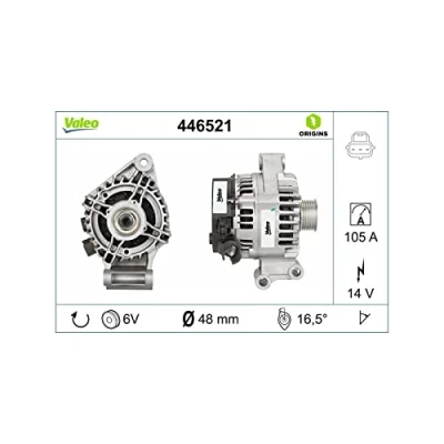 Abbildung von VALEO 446521 Lichtmaschine 14V 105A FORD: Focus 2 Schrägheck, Kombi, FIESTA 5