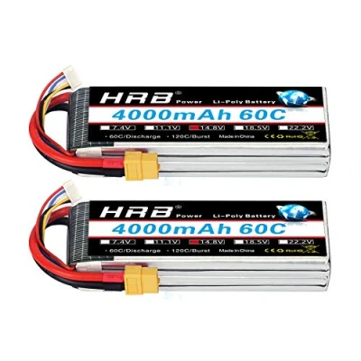 Abbildung von HRB 2PCS 4S 14.8V 4000mAh 60C Lipo Batterie mit XT60 Stecker für RC Hubschrauber Flugzeug Auto Boot LKW