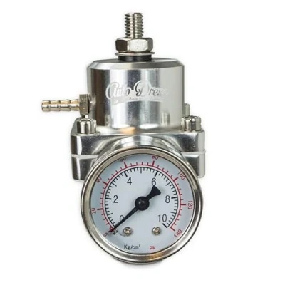Abbildung von Universal Benzindruckregler, 7 Bar einstellbar, Manometer &amp; Zubehör in Silber