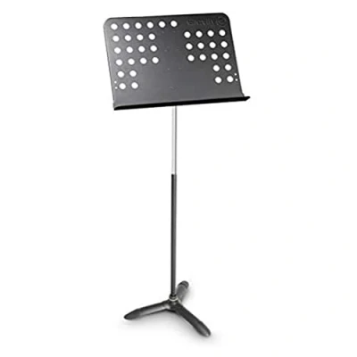 Abbildung von Gravity NS ORC 2 L Hohes Orchester Notenpult mit gelochter Ablage, Höhe von 65 bis 150 cm verstellbar, schwarz