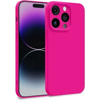 Abbildung von MyGadget Hülle für iPhone 14 Pro Zweilagige Handyhülle mit Kameraschutz Cover Innenfutter &amp; Silikon außen Magenta Rot