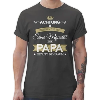 Abbildung von t Shirt Herren Seine Majestät der Papa XL Dunkelgrau Tshirt Bedrucken Lassen Vater Shirts männer Geschenk Daddy vatergeschenk von Kindern für Presents for dad