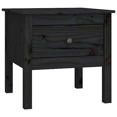 Abbildung von vidaXL Beistelltisch Couchtisch Wohnzimmertisch Kaffeetisch Sofatisch Teetisch Tisch Nachttisch Holztisch Schwarz 50x50x49cm Massivholz Kiefer