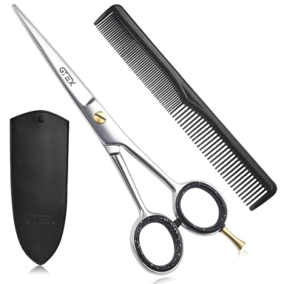 Abbildung von Friseurschere Professionelles Haarschneideschere 6,5 Zoll Prämie Schere Haare Schneiden mit Kamm und Lederetui Hair Scissors Haarschere für Männer, Frauen, Erwachsene Bartschere Haarscherer