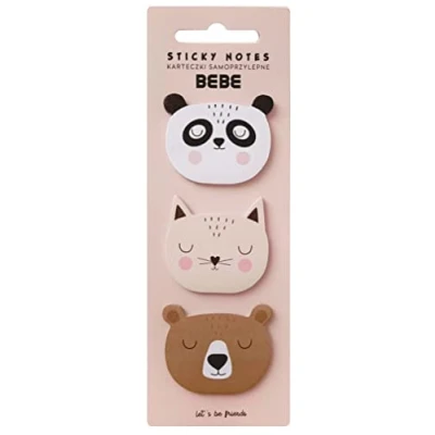 Abbildung von Interdruk Haftnotizen Tieren Klebezettel 75 Blatt Panda + Katze Bär