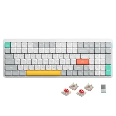 Abbildung von nuphy Air96 V2 Mechanische Tastatur Kabellos mit niedrigem Profil,100 Tasten RGB Hot Swap unterstützt 2.4GHz Wireless/Bluetooth/USB C für PC/Laptop/Windows/Mac White Gateron Red Switch