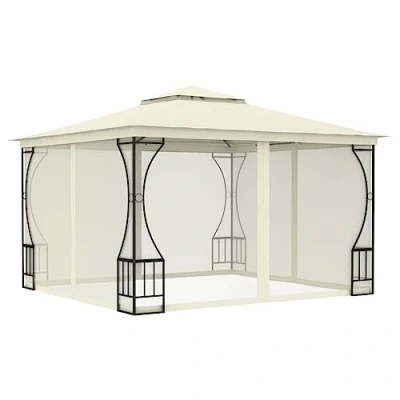 Abbildung von vidaXL Pavillon mit Netz UV beständig Partyzelt Festzelt Gartenzelt Gartenpavillon Stahlrahmen Bierzelt Zelt Garten 300x300x265cm Creme