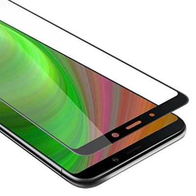 Abbildung von Cadorabo Vollbild Panzer Folie kompatibel mit Samsung Galaxy A9 2018 in TRANSPARENT SCHWARZ Gehärtetes Display Schutzglas 9H Härte 3D Touch (Retail Packaging)
