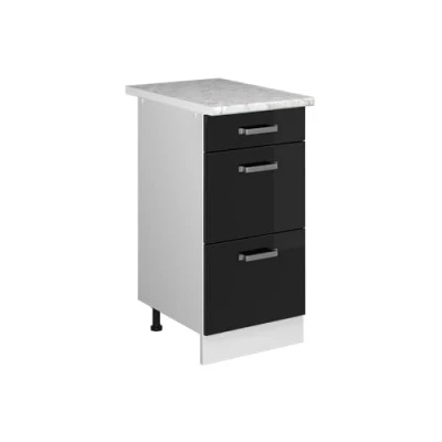 Abbildung von Vicco Unterschrank R Line, Schwarz Hochglanz/Weiß, 40 cm mit Schubladen, AP Marmor