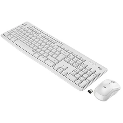 Abbildung von Logitech MK295 kabelloses Tastatur Maus Set mit SilentTouch Technologie, Shortcut Tasten, optischer Spurführung, Nano USB Empfänger, verzögerungsfreier Drahtlosverbindung, Skand. QWERTY Layout Weiß