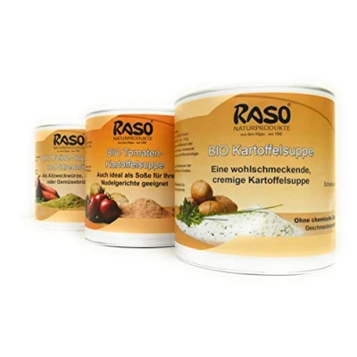 Abbildung von BIO Suppen PAKET 250g Instant Suppe Tomaten Kartoffel Creme 1x Kartoffelsuppe Gemüsebrühe 300g Instantsuppen Trocken von RASO Naturprodukte