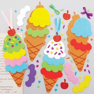 Abbildung von Baker Ross FE399 Eiscreme Lesezeichen Set, 6 Stück, zum Selbermachen von für kreative Kunst und Bastelprojekte Lesen lernen