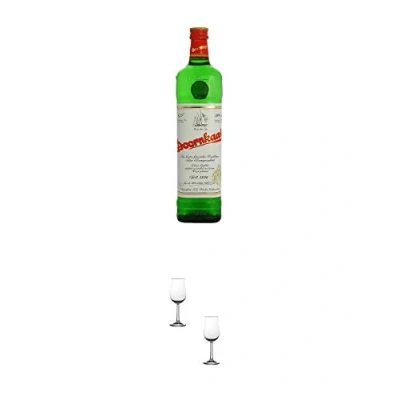 Abbildung von Doornkaat KORNBRAND Deutschland 0,7 Liter + Nosing Gläser Kelchglas Bugatti mit Eichstrich 2cl und 4cl 2 Stück