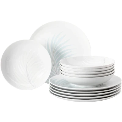 Abbildung von Seltmann Weiden Tafelservice &quot;Geschirr Set, 12 Teile, Liberty Mediterranean&quot;, (Set, tlg., 6x Speiseteller rund 27,5 cm, Suppenteller 21 cm), mit Blättermotiv, Made in Germany