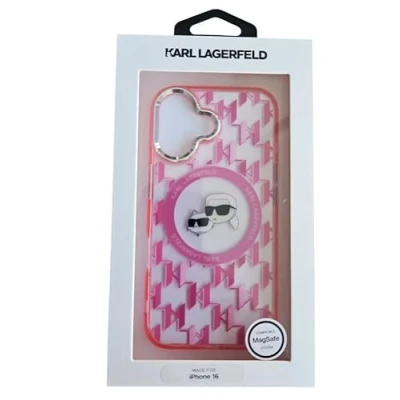 Abbildung von Karl Lagerfeld Hülle kompatibel mit iPhone 16 Back Cover hul Magsafe Silicone kc Pink