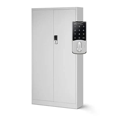Abbildung von Aktenschrank mit Zahlenschloss C003 Metallschrank Stahlschrank Pulverbeschichtung 185 cm x 90 40 (Grau)