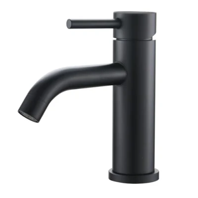 Abbildung von Ibergrif Waschtischarmatur Schwarz Edelstahl Einhebel Mischbatterie 65mm Hochauslauf Kalt Warmwasser für Badezimmer, Gäste WC, Wassersparsystem, M11003B